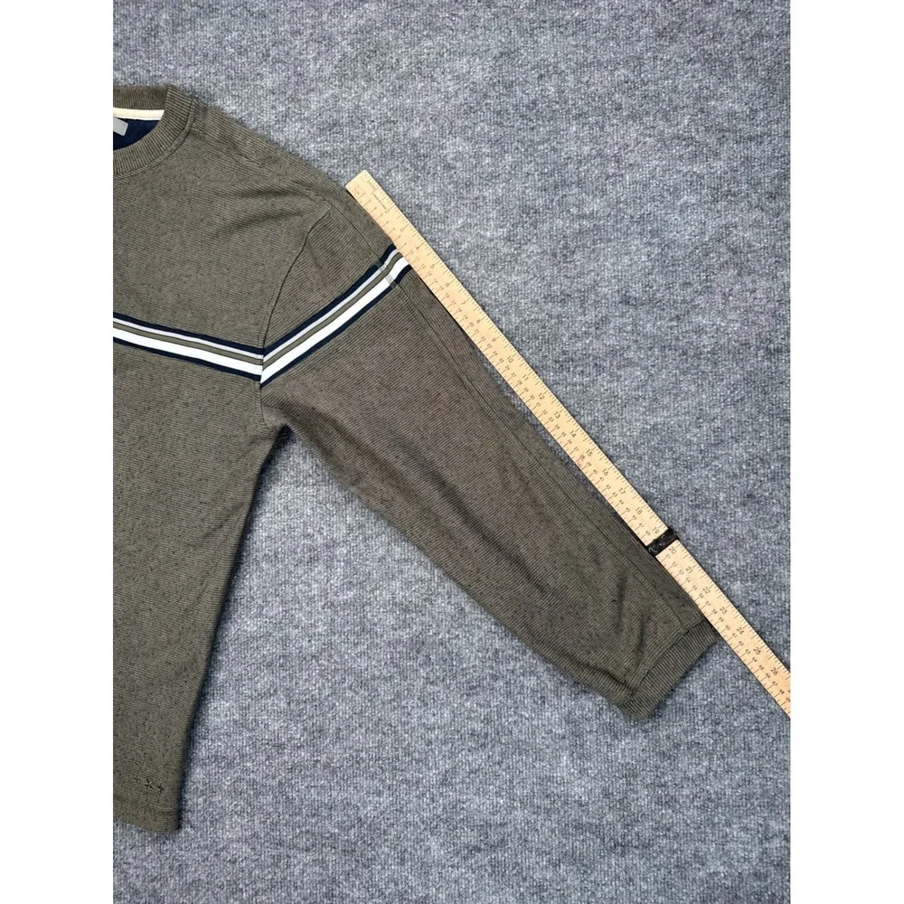 Retro Gear Mens‎ Large Sweater Olive Brown Striped Long Sleeve Y2K Cotton Blend